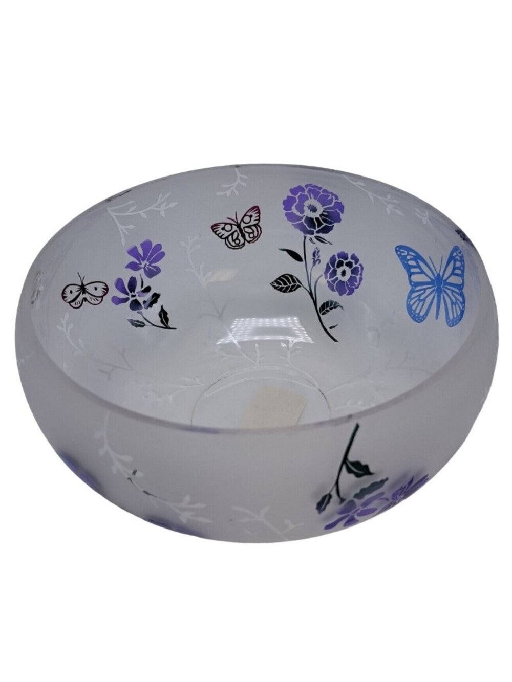 Lenox Butterfly Meadow 8" Frosted Glass Bowl Floral & Butterfly Motif Elegant